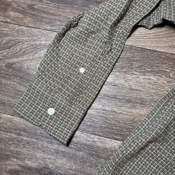 ABERCROMBIE & FITCH 100% Cotton Green & Tan Check L/S Button-Down Men’s Shirt - Picture 5 of 13